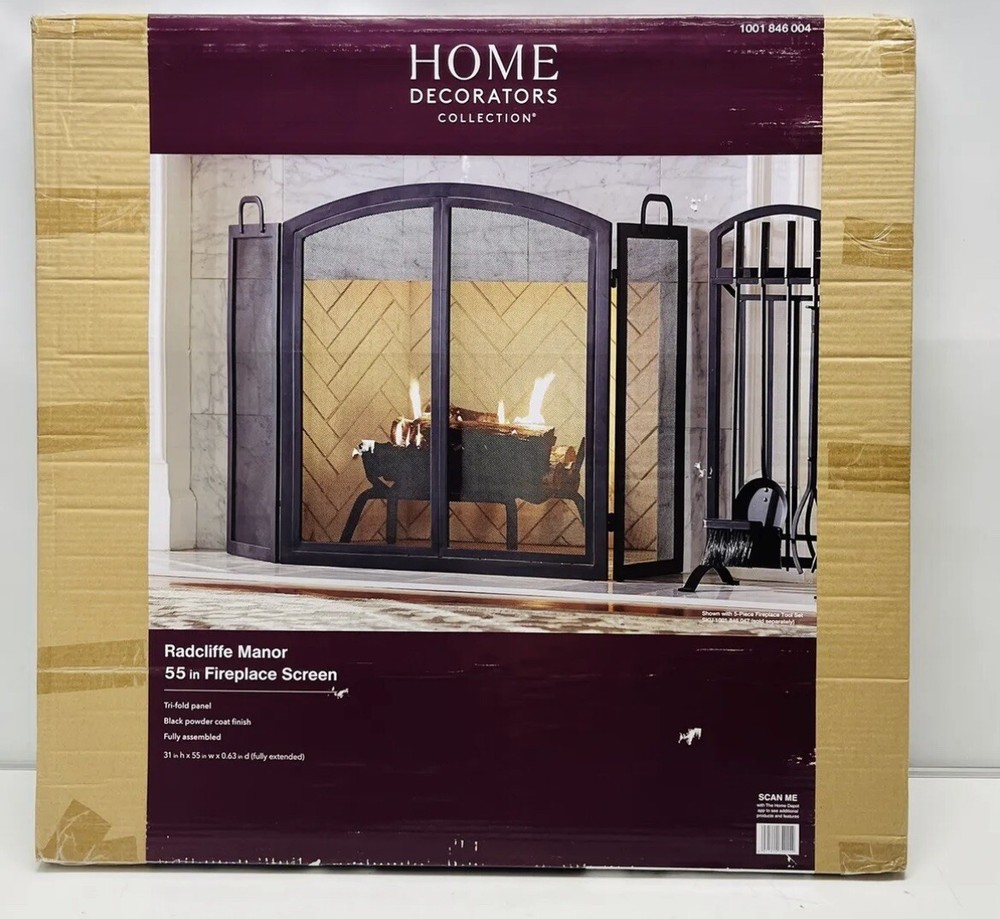 Radclife Manor 3-Panel 55 in. Fireplace Screen