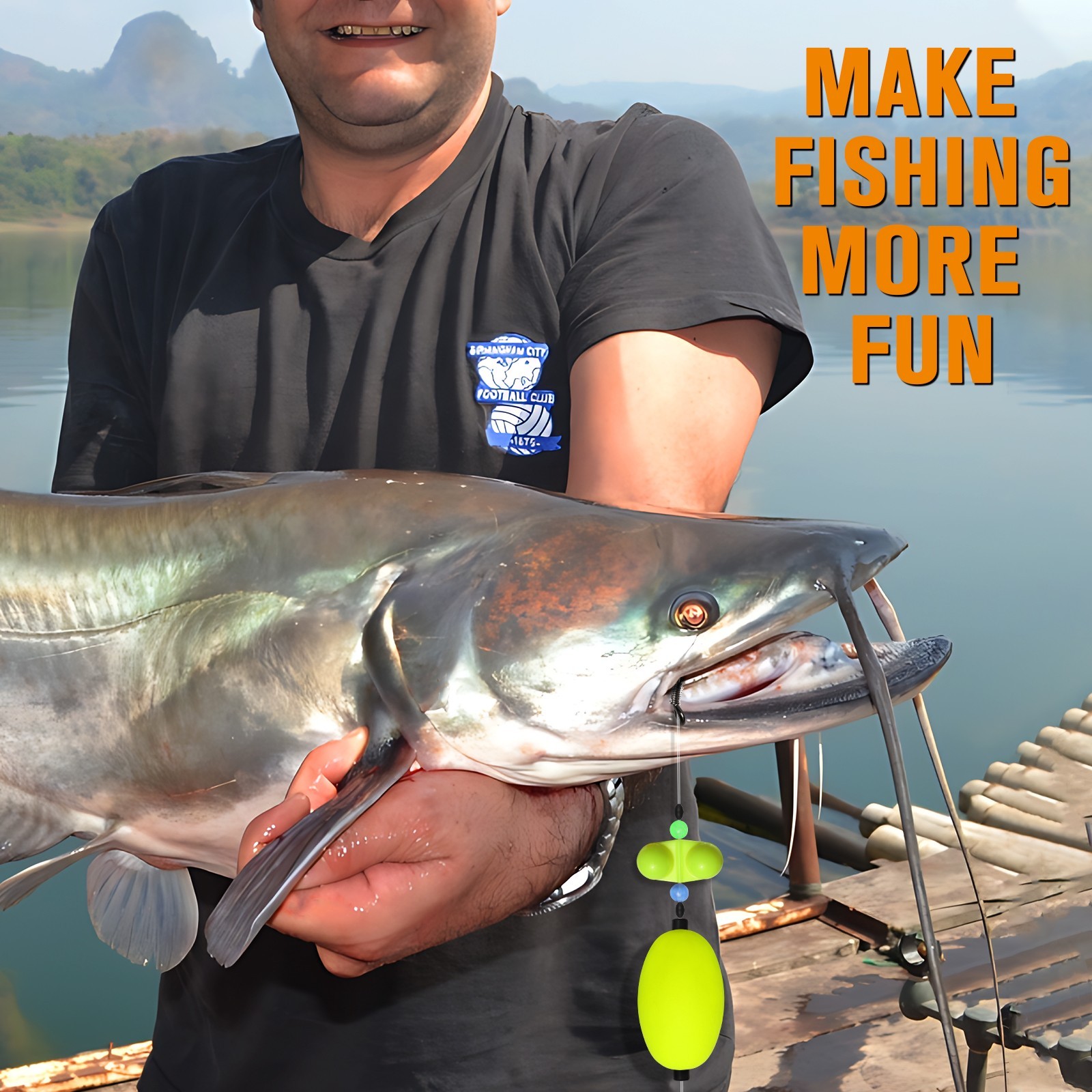 Dovesun 6PCS Catfish Rigs with Oval Float, 8/0 Circle Hooks, Double Rattle Beads