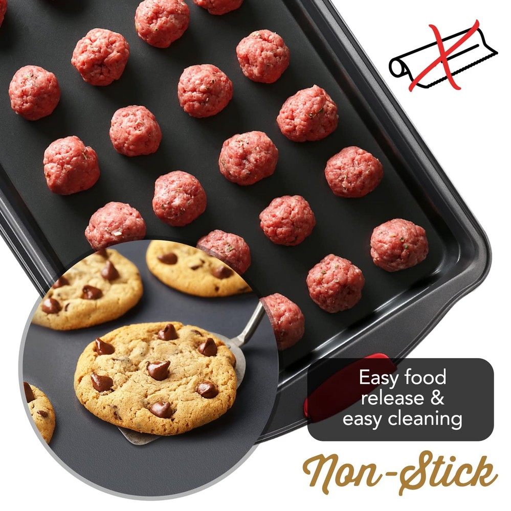 Baking Sheet Set, 2-Piece 2 Piece Small & Medium Cookie Black