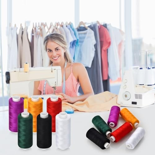 6 Pcs Sewing Thread Kit, 400 Yards Each Spool 402 Polyester Thread colorful