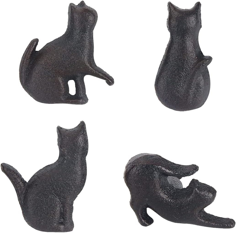 Set of 4 Cat Shape Iron Drawer Pulls Knobs for Cabinet Wardrobe Cupboard