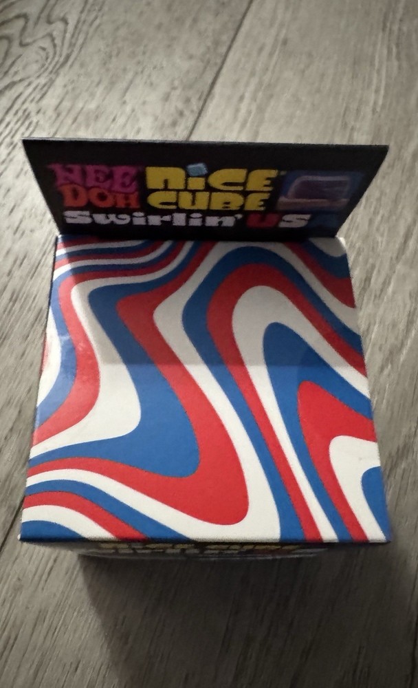 Nee Doh Nice Cube Swirlin' USA Super Solid Squish Toy