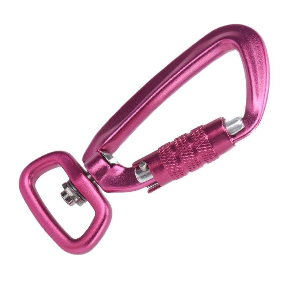 Pink Carabiner Clip Auto Locking Square Bottom 360 Rotational Hook
