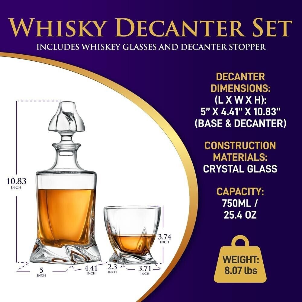 Nutrichef Home Bar Whiskey Decanter -Whiskey Glass Decanter Aerator Set, Elegant