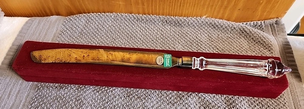 Towle Crystal Handle Silver Plated Cake Knife New