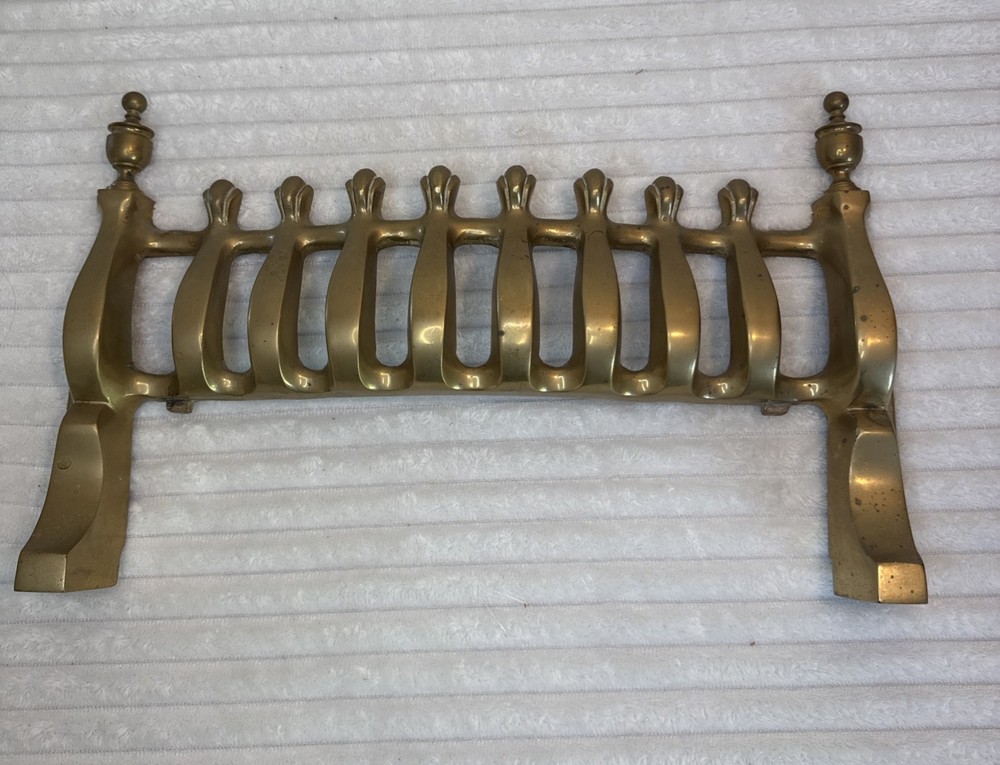 Vintage Solid Brass Fire Grate Front Fret Fireplace Guard Approx 15.5" Width