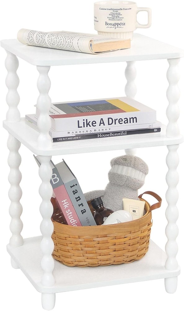 End Table Modern Side Table W/ 3 Tier Open Shelf Small Table Bed Side Tables