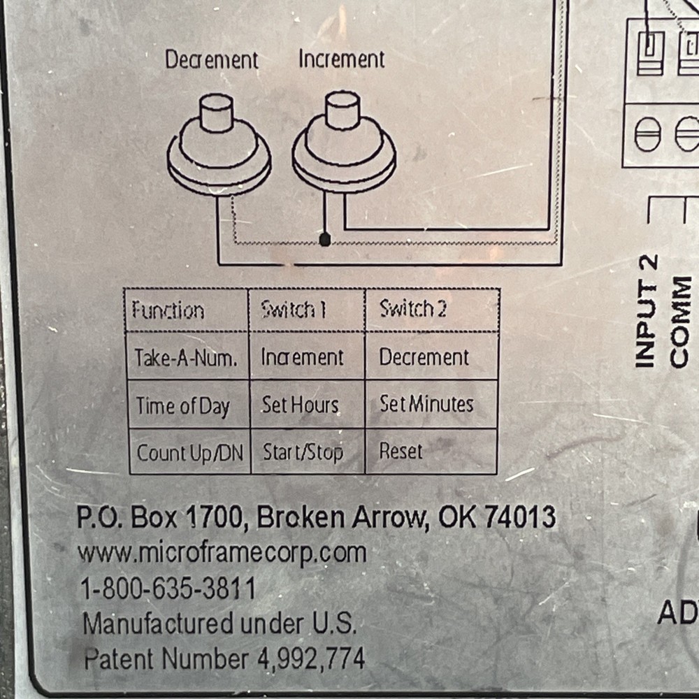 Microframe 5400 2-Digit Take-A-Number LED Display Power Supply & Remote Control