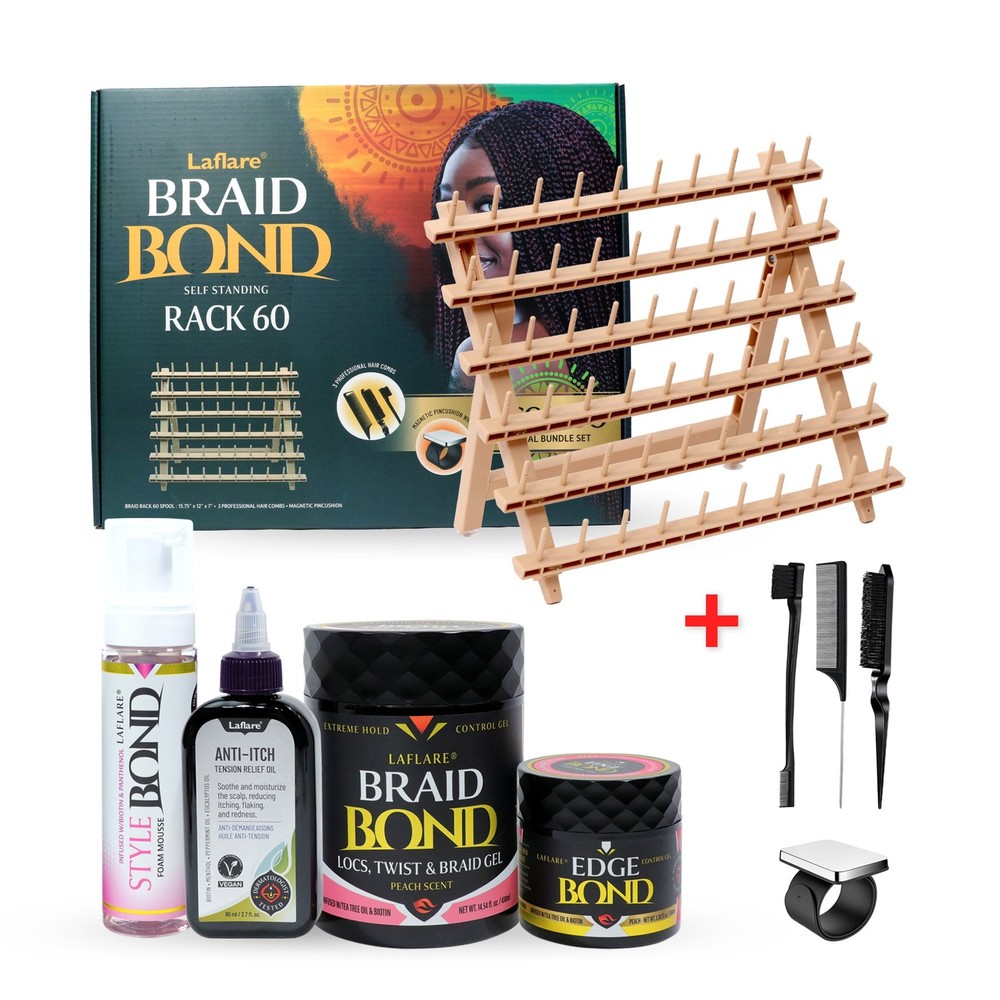Laflare Braider Beginner Friendly Bundle Set - Braid Rack /Mousse / Serum / Gel