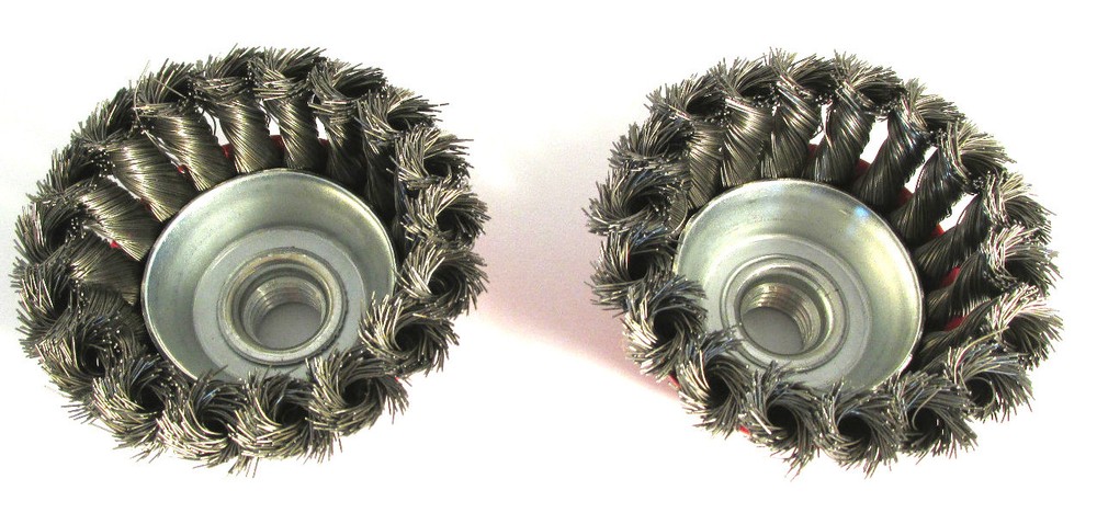 3" Knot Type Wire Cup Brush for 5/8" arbor angle grinders - 2 pc set
