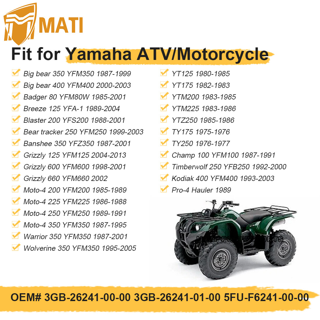 Handlebar Grips for Yamaha Grizzly 125 600 660 YFM125 YFM600 YFM660 98-02 04-13