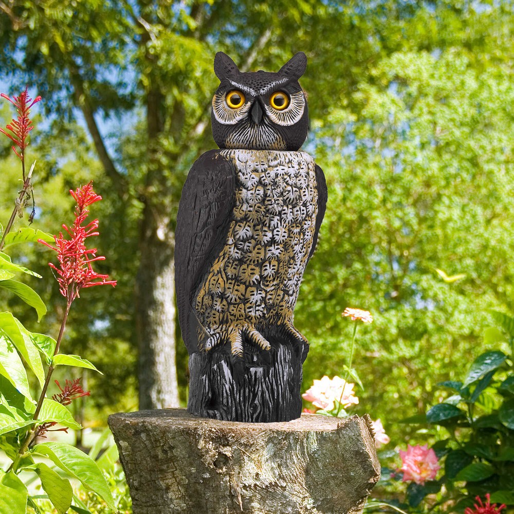 Natural Enemy Rotating-Head Owl Scarecrow