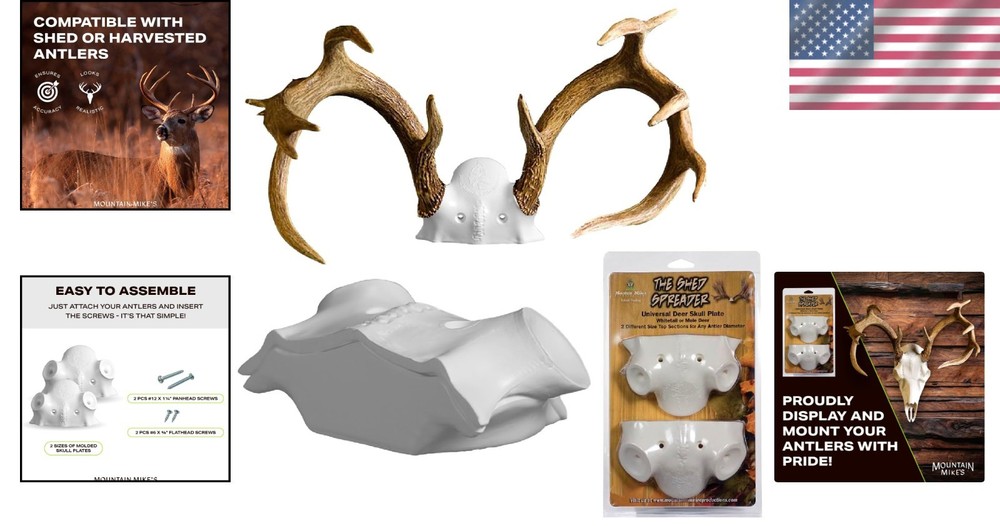 Universal Antler Mounting Kit with Interchangeable Sections – Natural Finish