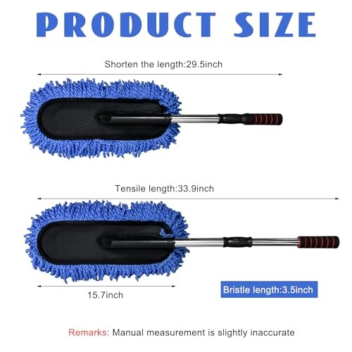 2 PCS Microfiber Car Duster, Scratch Free Auto Exterior Interior Large Blue
