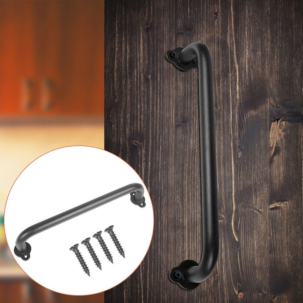 Sliding Barn Door Pull Flush Handle Gate Hardware Set Iron Matte Black