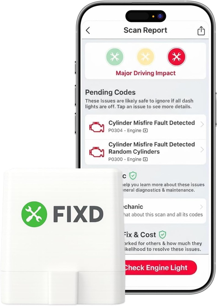 FIXD Bluetooth OBD2 Scanner for iPhone & Android - Diagnostic Scan Tool for Repa
