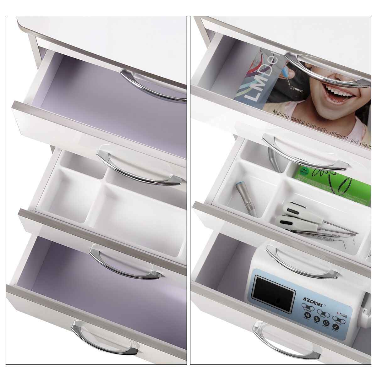 Dental Cart Storage Cabinet 3Drawers Mobile Utility Cart Medical Cabinet Trolley