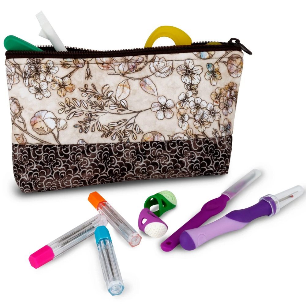 Dritz, Medium Sewing Basket & Accessory Case - Neutral Floral