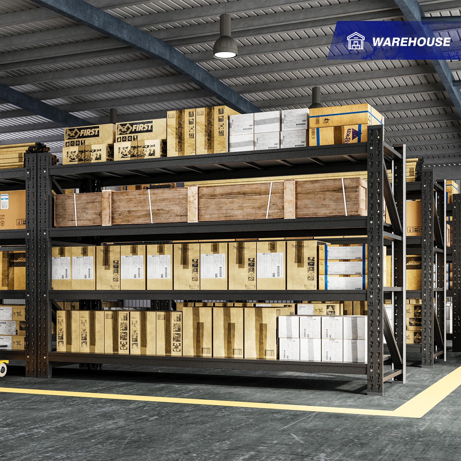 9000LB Heavy Duty Steel Shelves 77"W Garage/Warehouse Metal Storage Rack