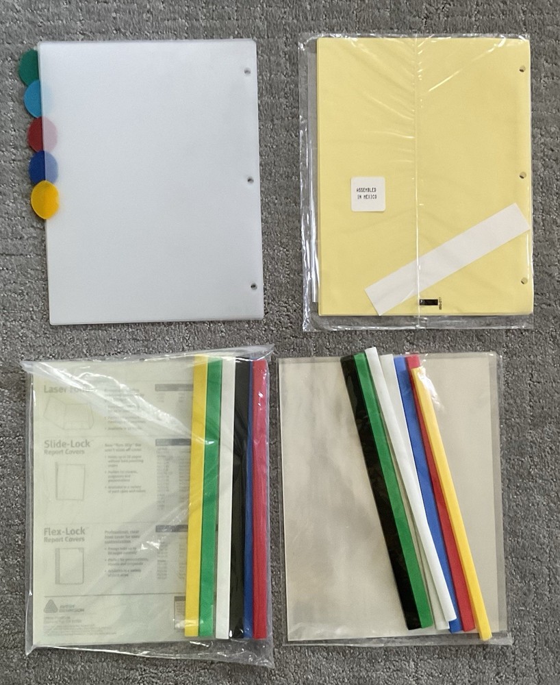 12 Report Covers/Sliding Bars; 8 Insertable Index Tab Sheets; 5 Tab Index Sheets