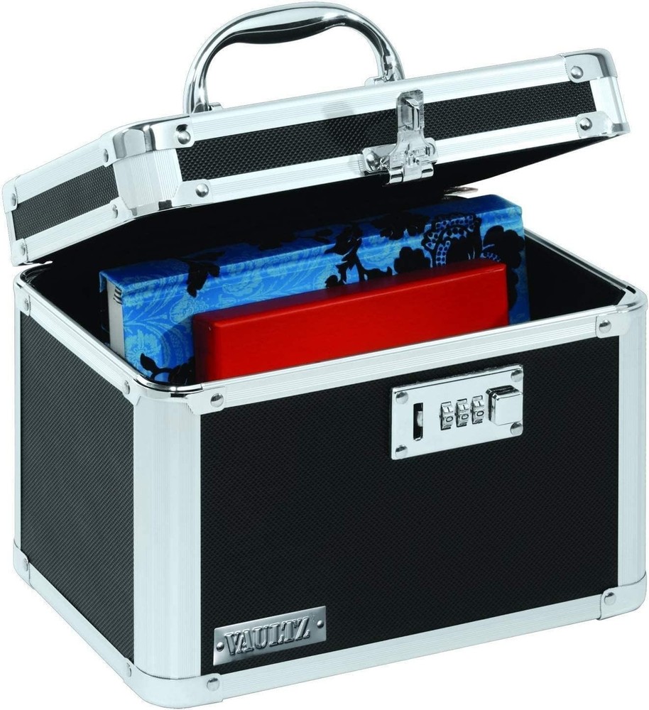 Compact 3-Digit Lock Box - Secure Chrome Steel Storage for Documents & Valuables