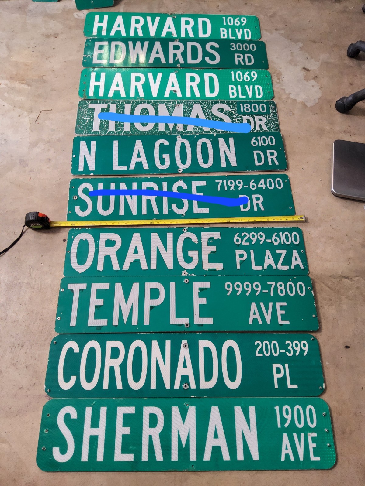 Street name signs pICK ONE. Approximately 36 inch in length