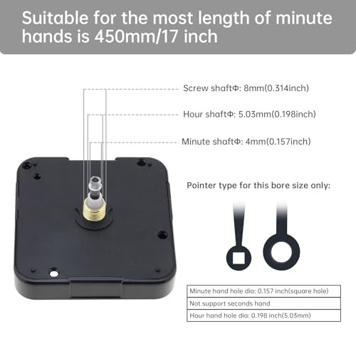 Quartz Clock Movement Replacement Set, Thread Length 18mm Thread 8mm I Axis