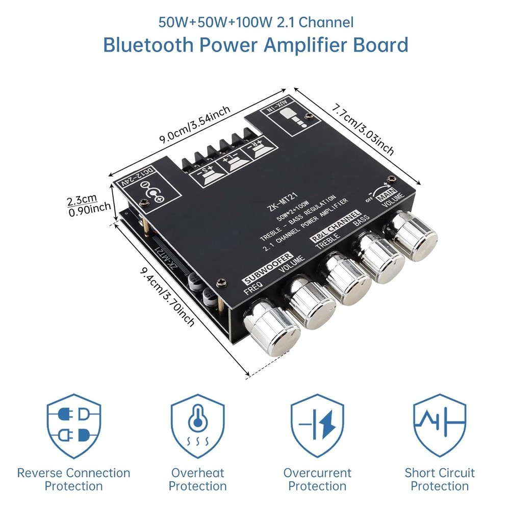Bluetooth Power Amplifier Board with Subwoofer Audio Power Amplifier Module
