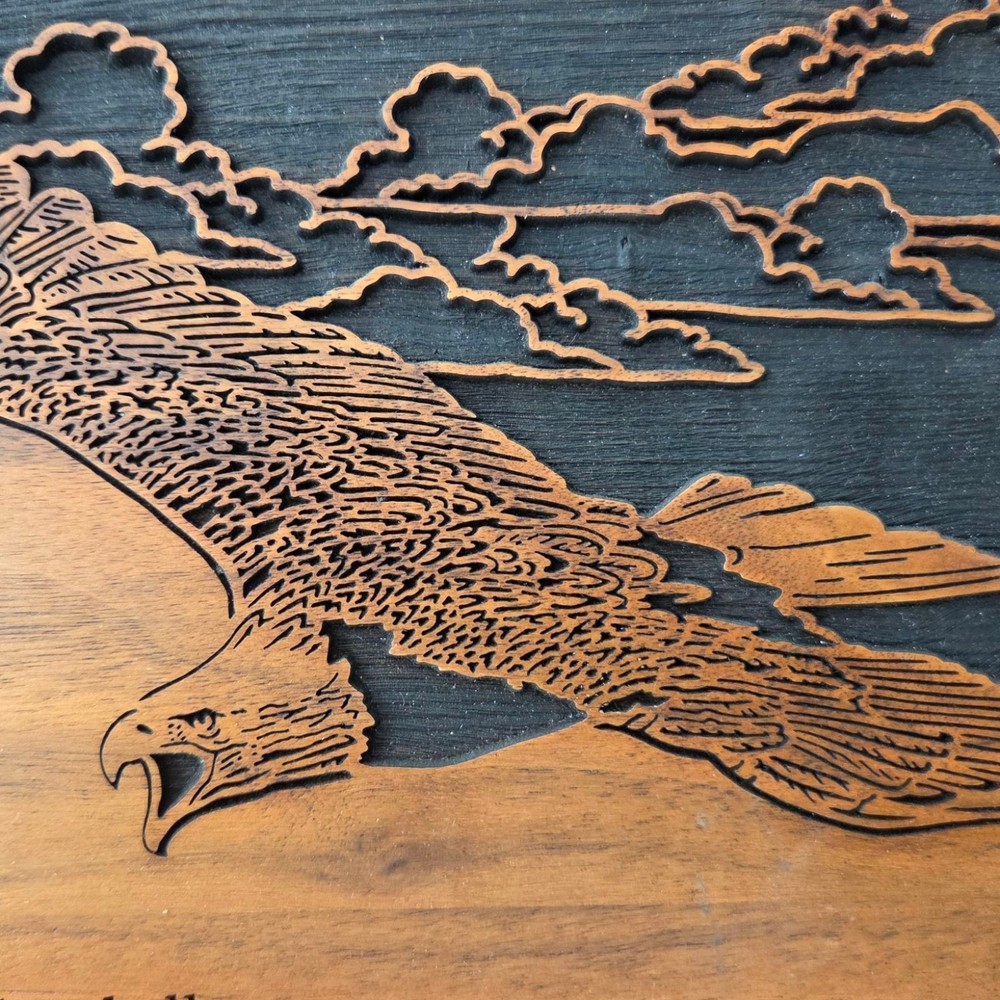 Laser Engraved Soaring Eagle 8x10 Wood Wall Decor"Accept the Challenges...