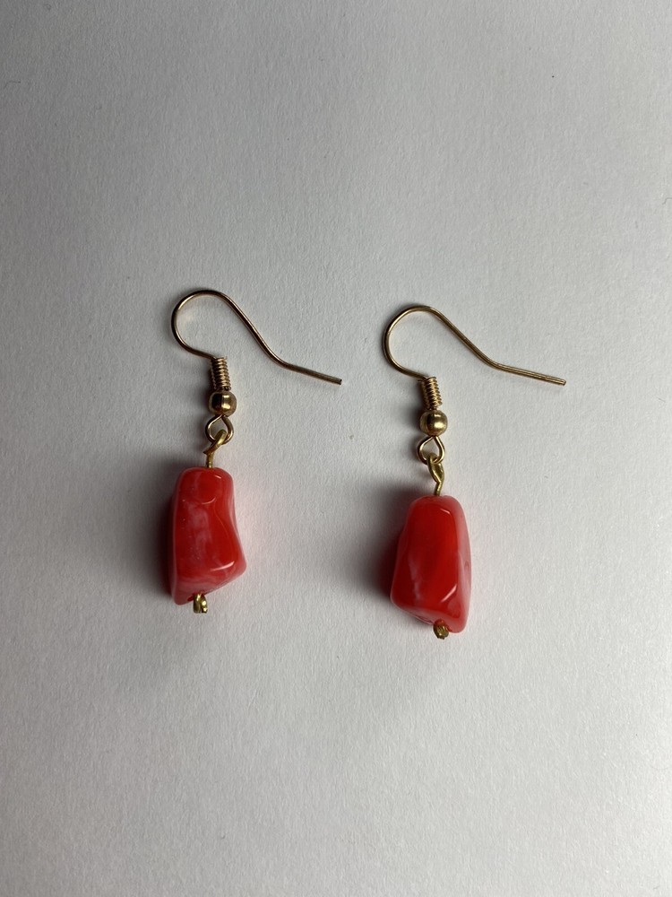 Homemade Red Ruby Beads Dangling Earrings