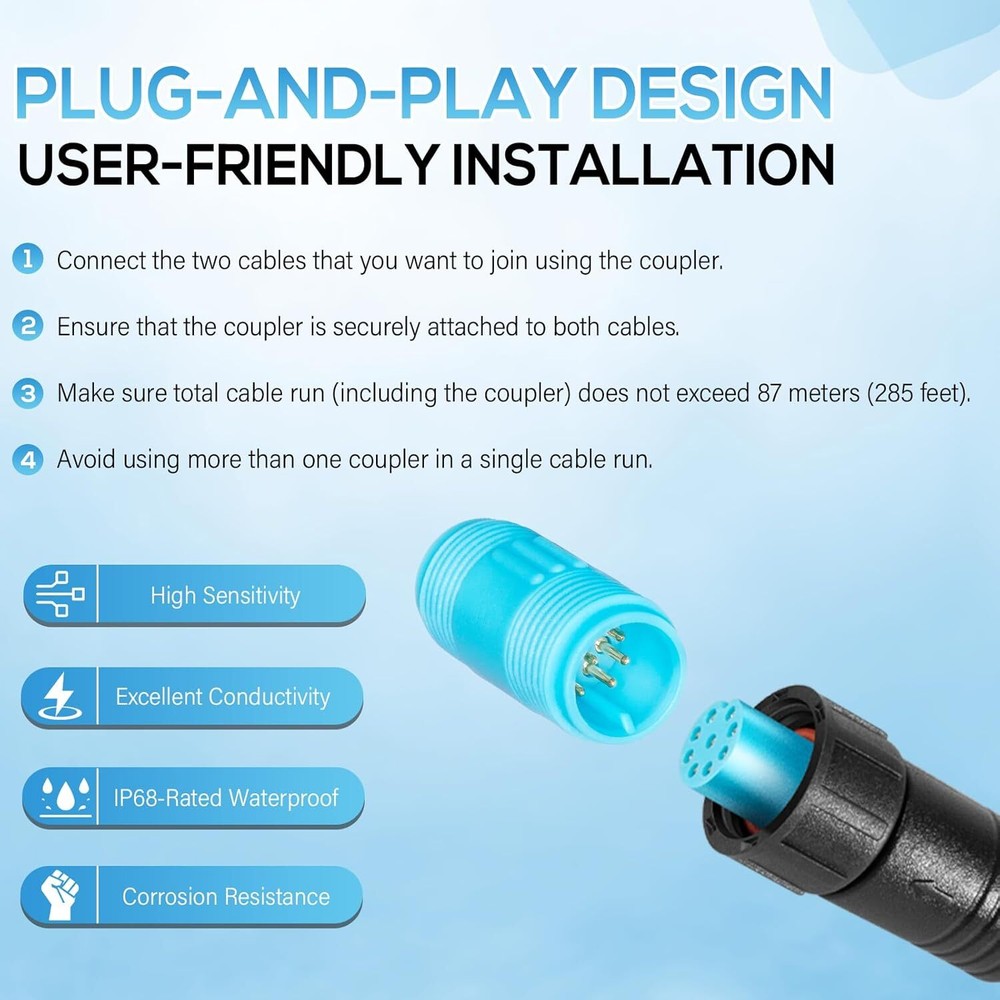 Marine Network Cable Coupler Extension Cable Coupler for Garmin BlueNet Network