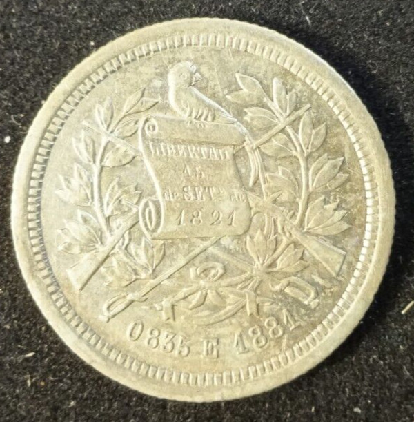 1881-E Guatemala Silver 25 Centavos