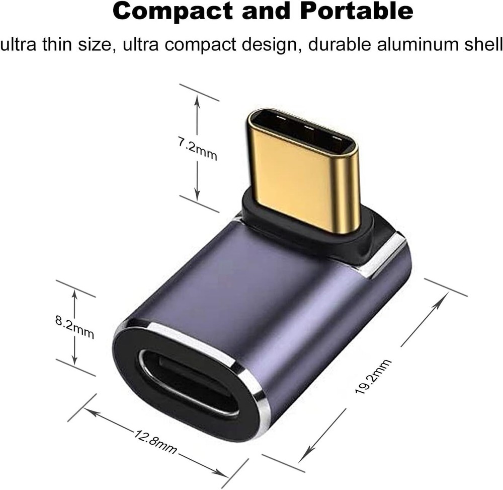 90 Degree USB C Adapter 2 Pack 100W Fast Charging Extender
