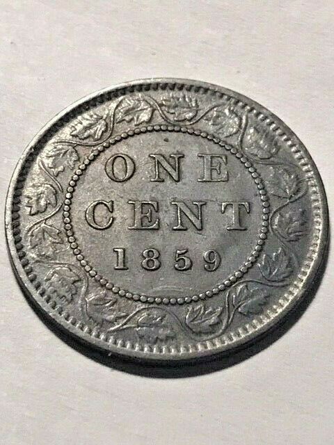 1859 Canada Large Cent Narrow/Low 9 VF+ #15731