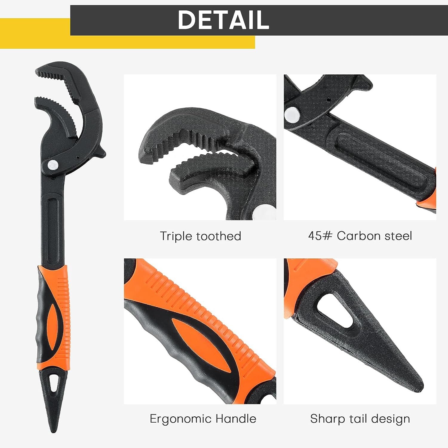 2pcs Multi-function Magic Wrench Self-Adjusting Spanner Power Grip Pipe Wrench