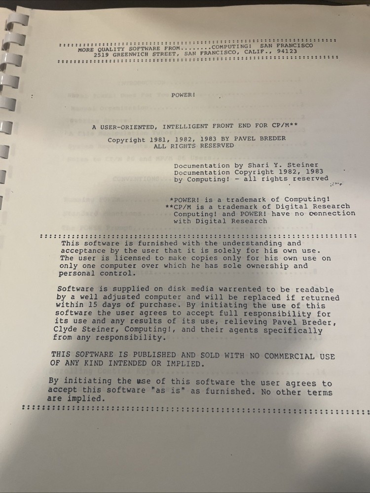 Digital Research CP/M 2.2 Operating System Manual User Reference 1983