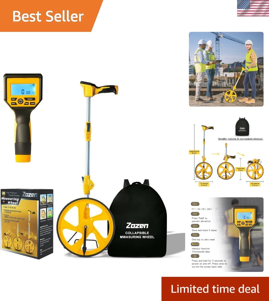 Digital Measuring Wheel with Backlit Display - Foldable & Portable Accuracy