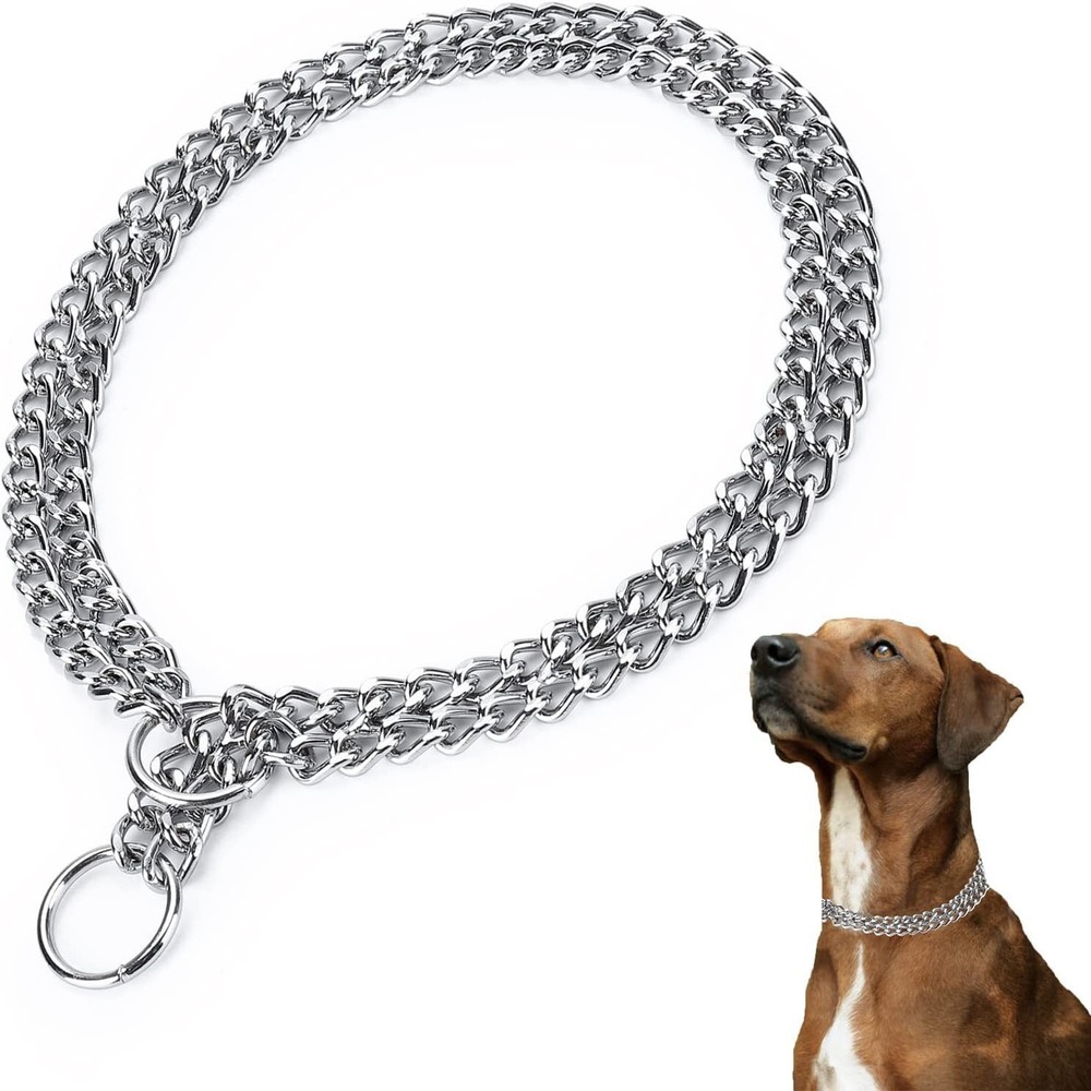 Chain Dog Collar Adjustable Training Collar for Small Medium Large Dogs (Large)