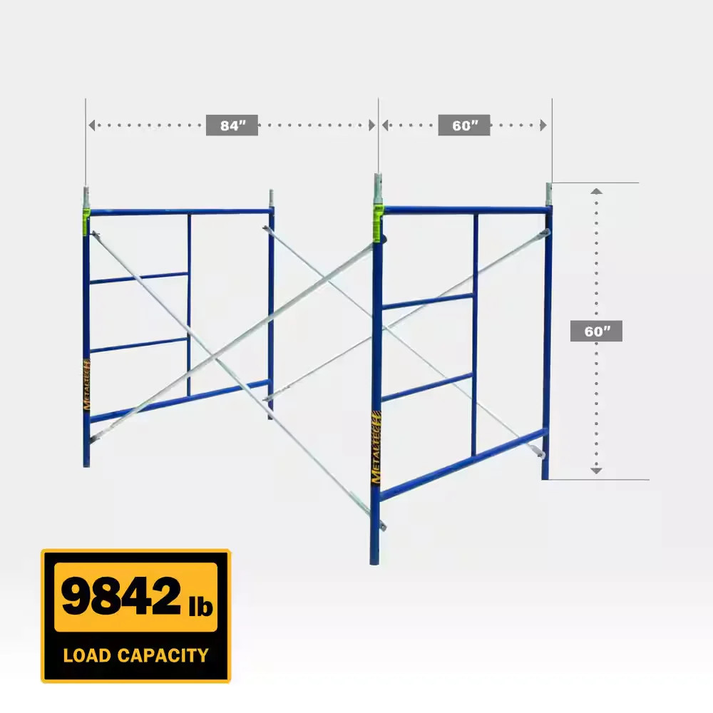 MetalTech Saferstack 1 Story Scaffold Frame Set 5x7x5ft Galvanized Braces