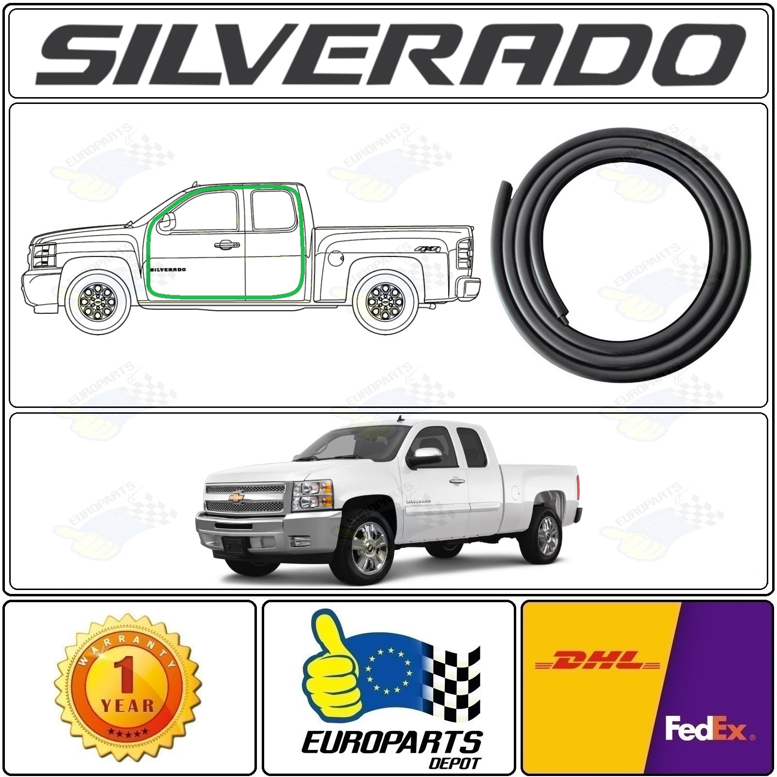 2007-2014 Chevrolet Silverado GMT900 Extended Cab Door Seal Weatherstrip On Body