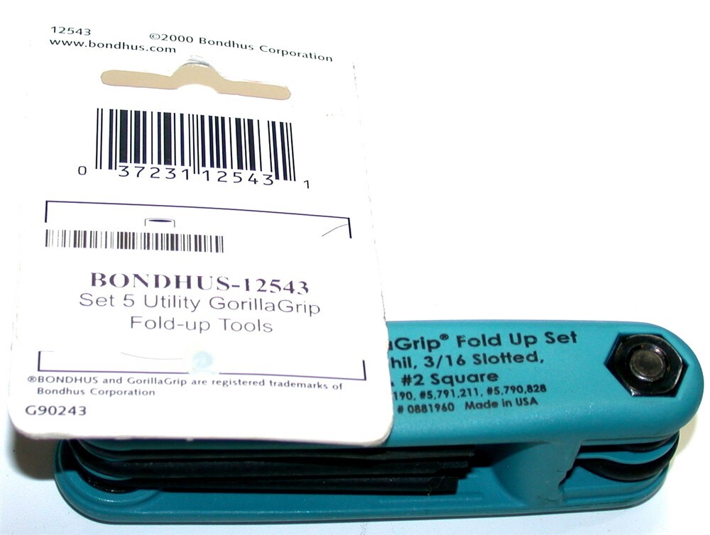 Bondhus GorillaGrip 12543 5 Piece Fold-up Tool Set