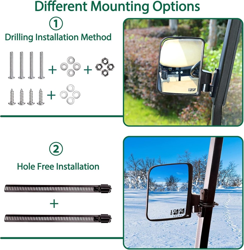 Golf cart side mirror foldable set