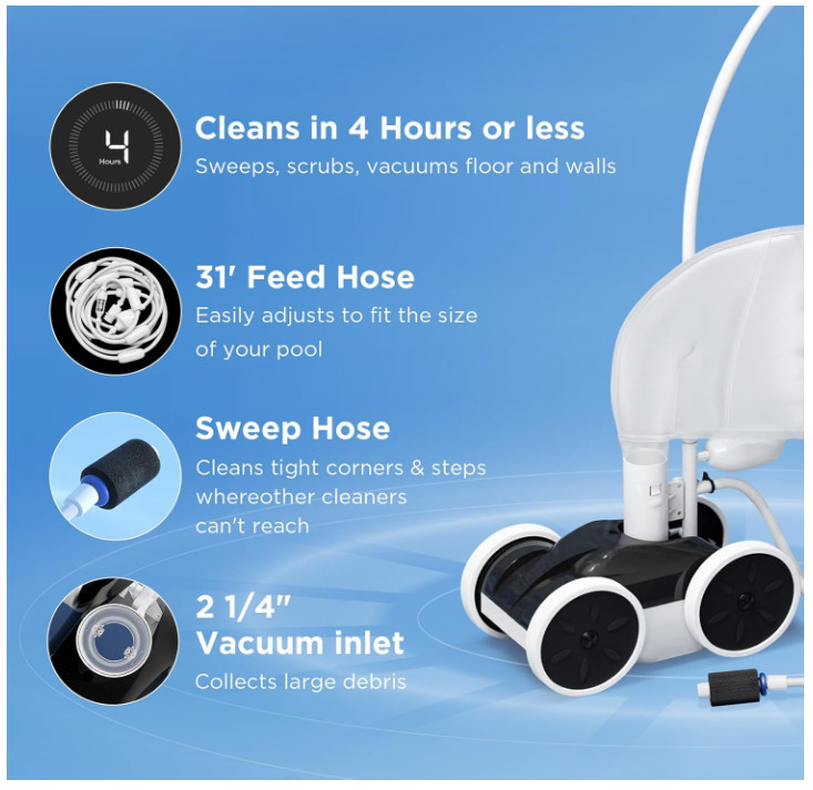 MAKHOON Upgraded Pool Pressure Side Sweeper Pool Cleaner- See Notes