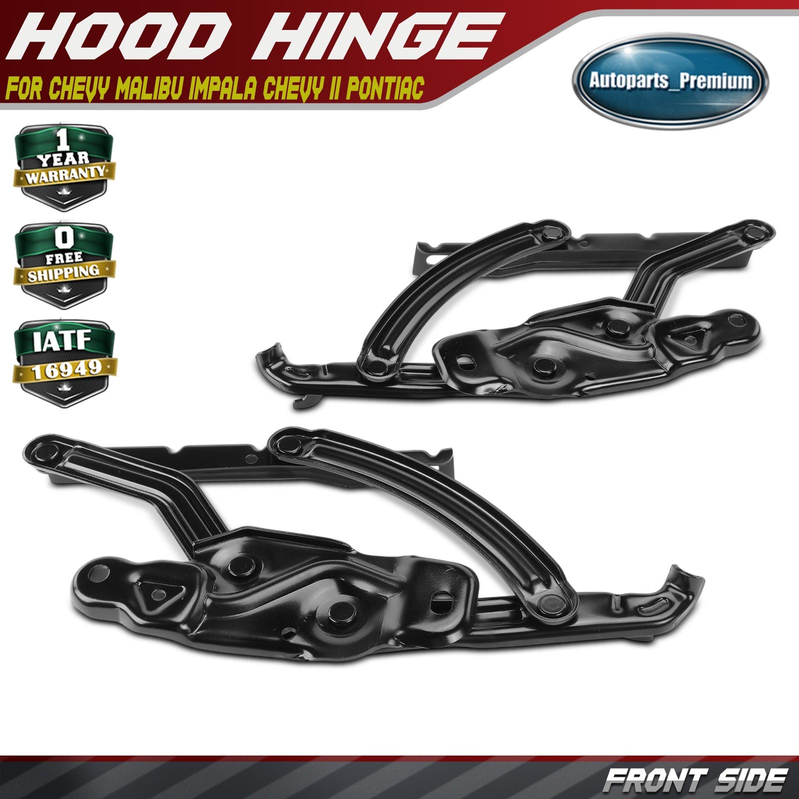 2x Front Hood Hinge for Chevrolet Malibu Impala Chevy II Oldsmobile 442 Pontiac