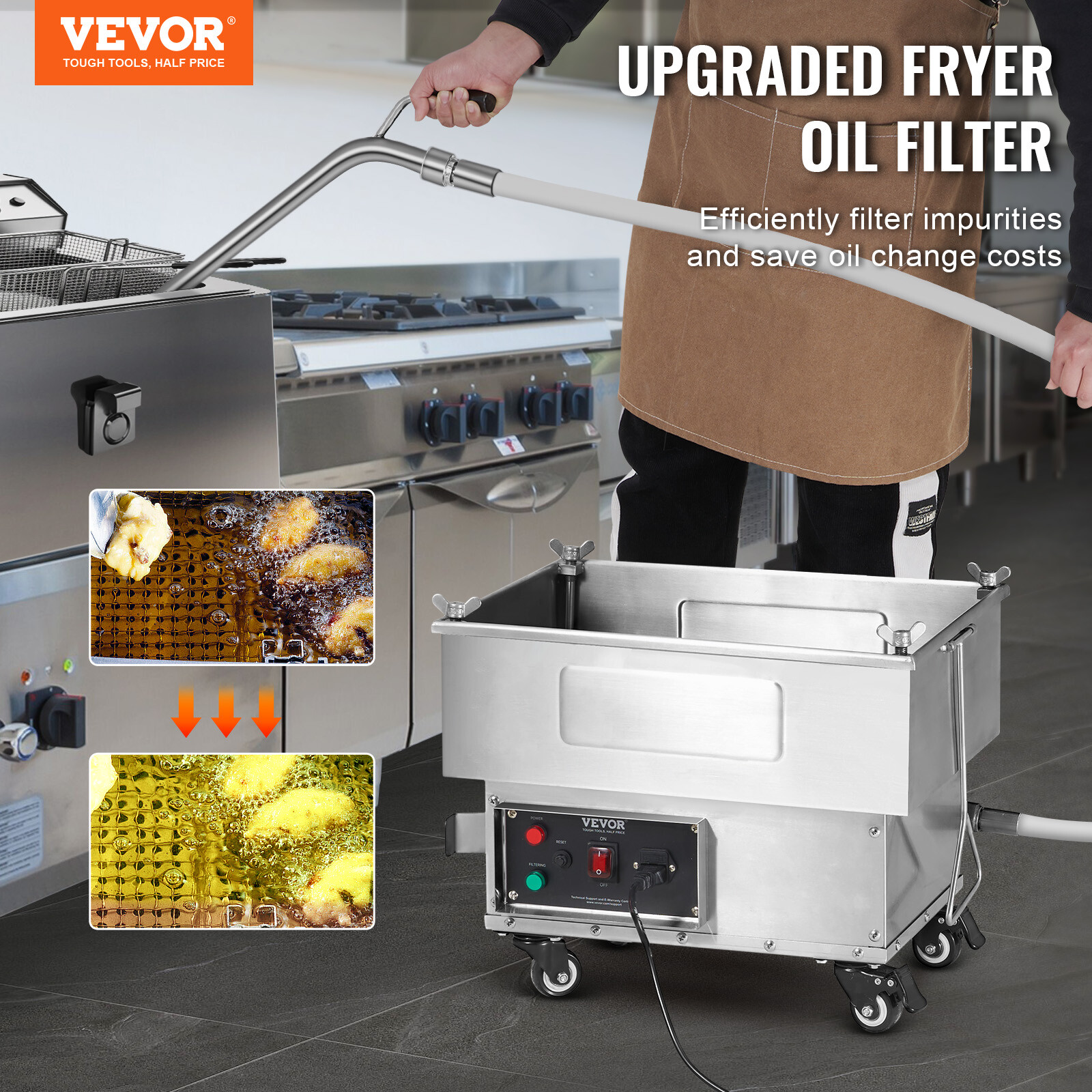 VEVOR Fryer Oil Filter Commercial Cooking Oil Filtration System 18L Capacity