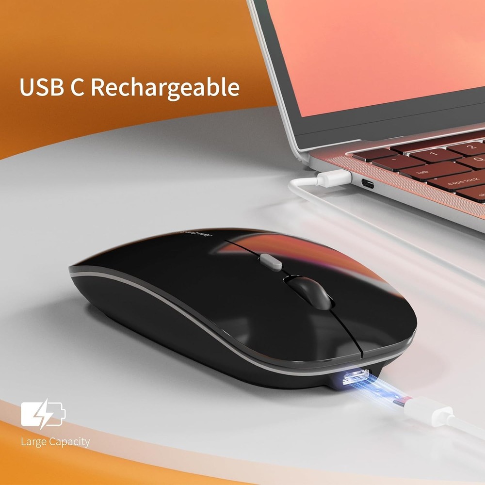 Compact Optical Wireless Mouse - USB Type C Adapter