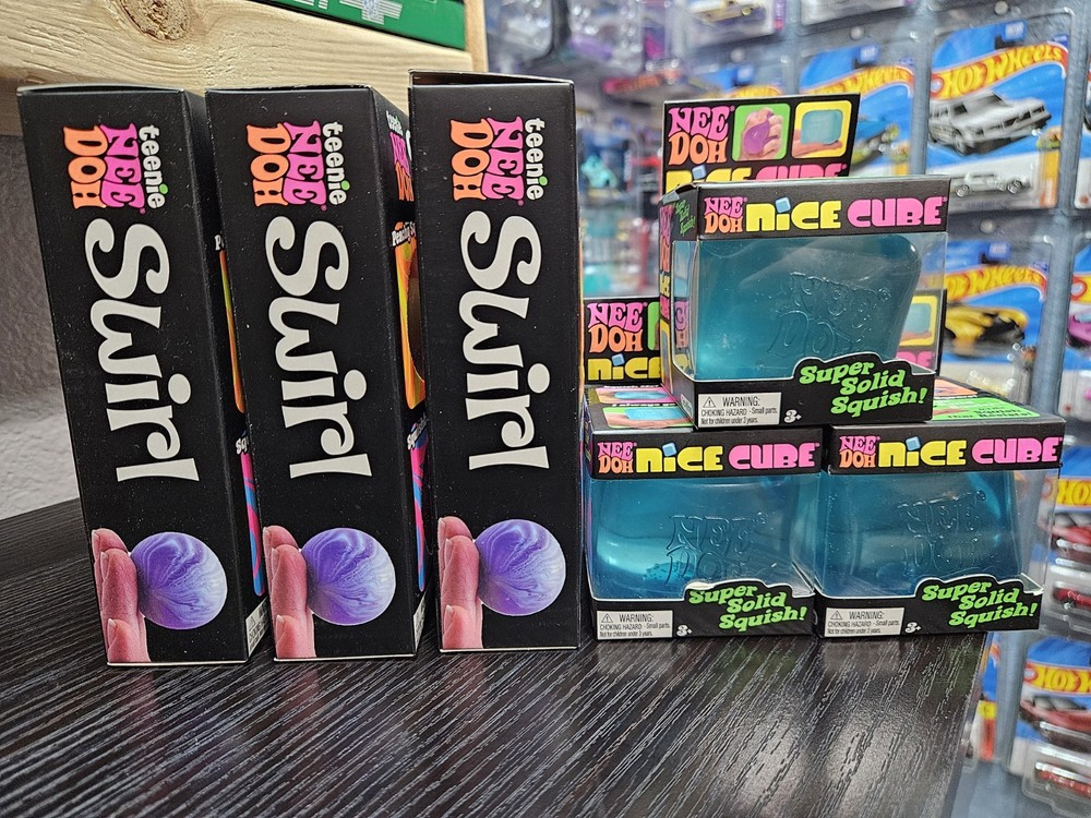 3 Nee Doh Nice Cube blue, Needoh Swirl X3