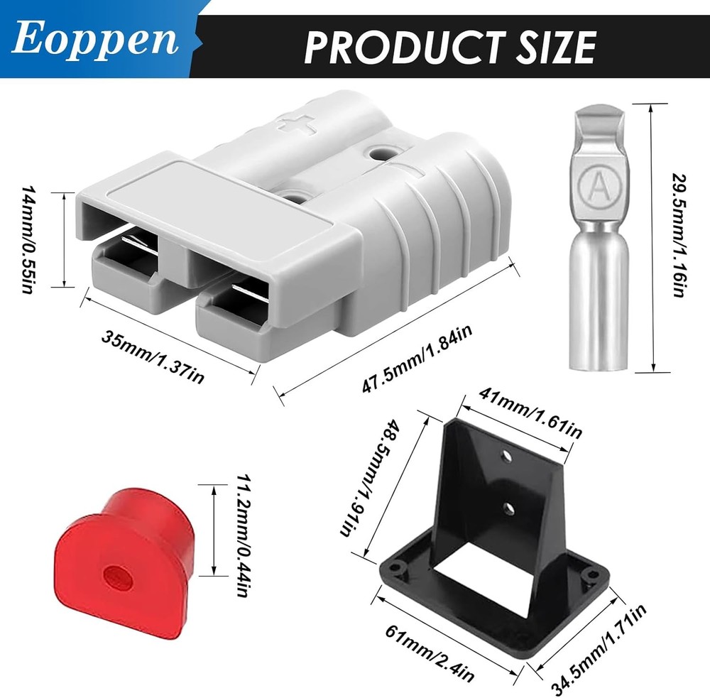 2Pcs 50Amp Quick Connect/Disconnect Gray 50A with Plug Mounting Panel (2Pcs)