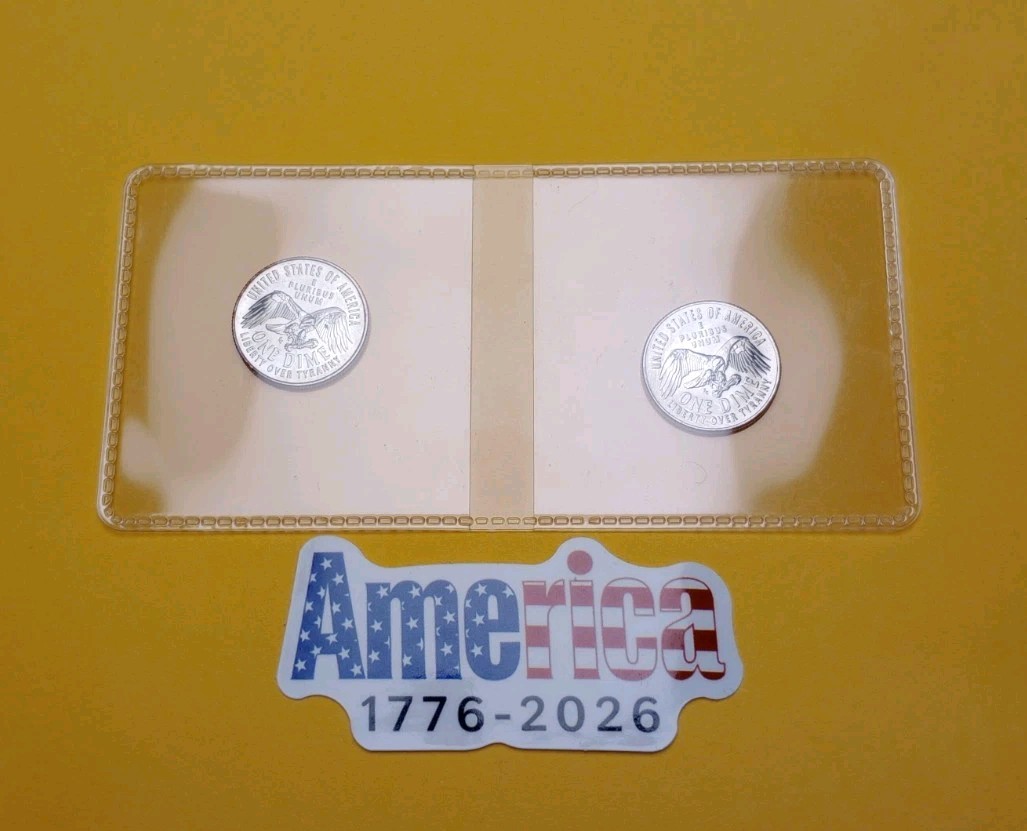 2026 P&D Dimes Dual Date 1776-2026 (2) COIN SET from OBW Rolls in a plastic Flip
