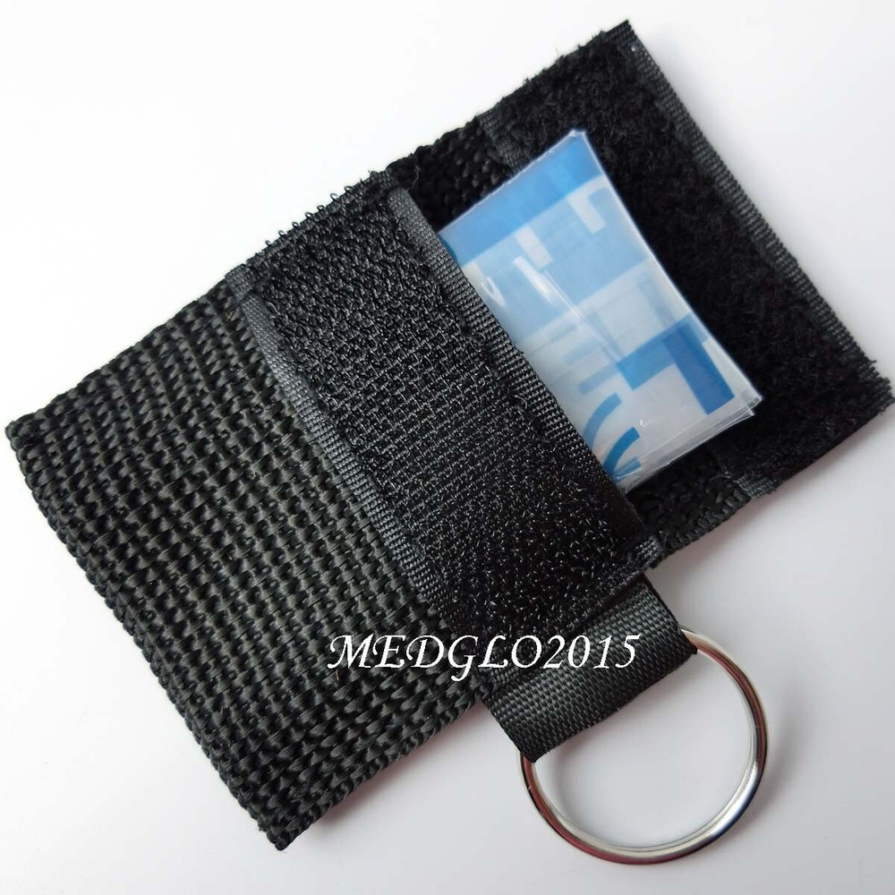 100pcs CPR Face Shield One Way Valve Keychain CPR Training tools 30:2 Black